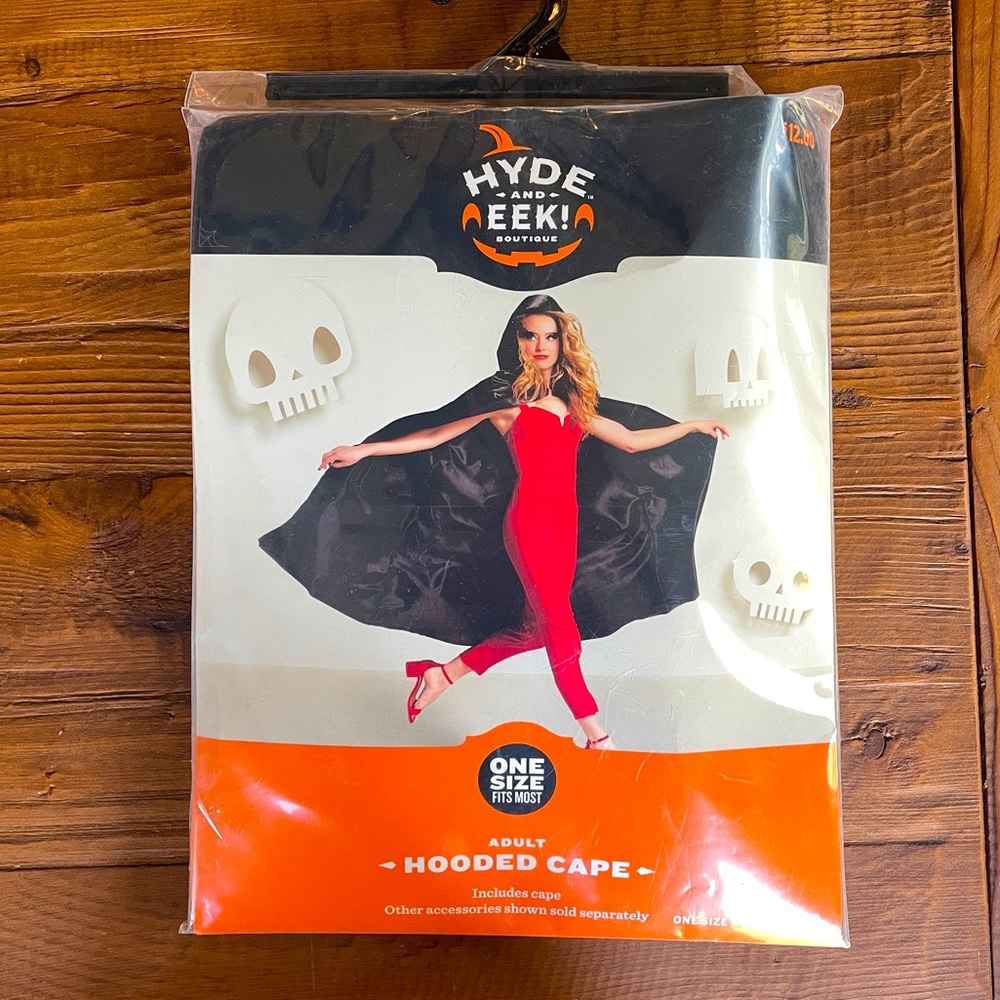 Adult Hooded Black Cape. One size.